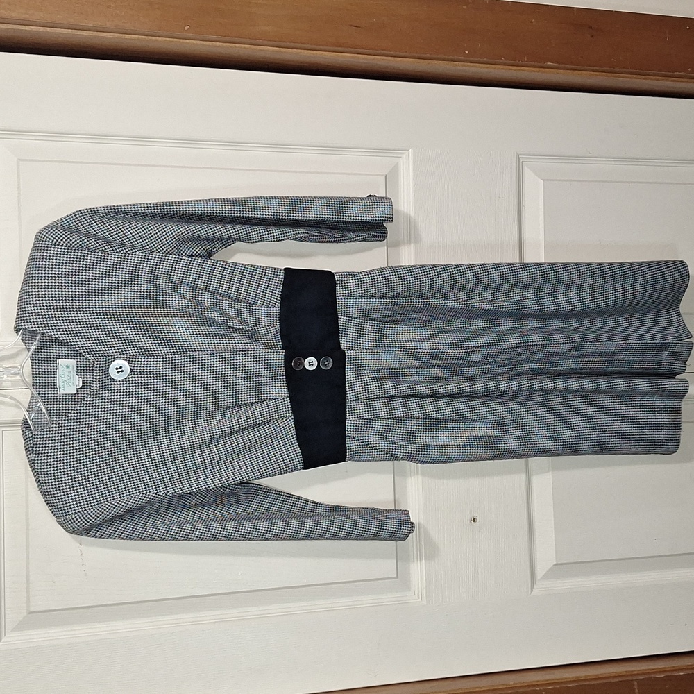 Vintage Lady Carol Petites dress - 4P - black/white herringbone
